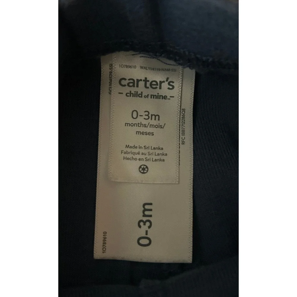 Carters Child of Mine Blue Baby Pants 0-3 Months Cotton Knit Leggings (1296)
